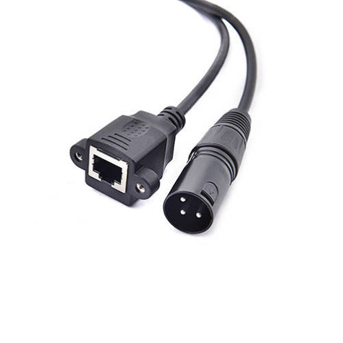 SYSTEM-S LAN Kabel 30 cm RJ45 Buchse zu XLR 3 Pin Stecker Schraube in Schwarz