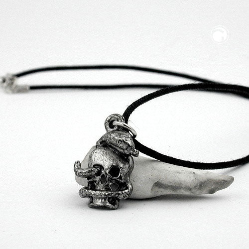Keðja 17x14mm blikkhengiskraut úr hauskúpu með snák 45cm