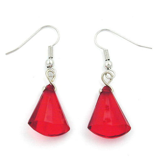 Eyrnalokkar, eyrnalokkar, 40x13mm, flatir keilulaga plast, rauðir, hliðsettir