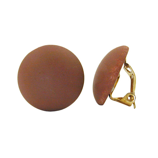 Eyrnalokkar með klemmu, 18 mm, brúnn, mattur plasthnappur