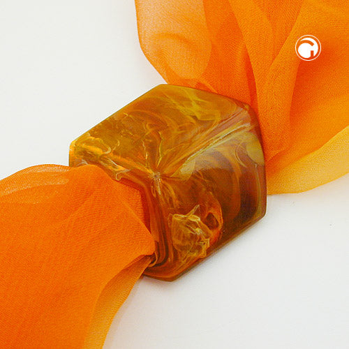 Tafhringur 45x36x18mm sexhyrningur brúnmarmaraður glansandi plast