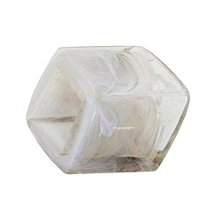Cloth ring 45x36x18mm hexagon crystal-grey-marbled glossy plastic
