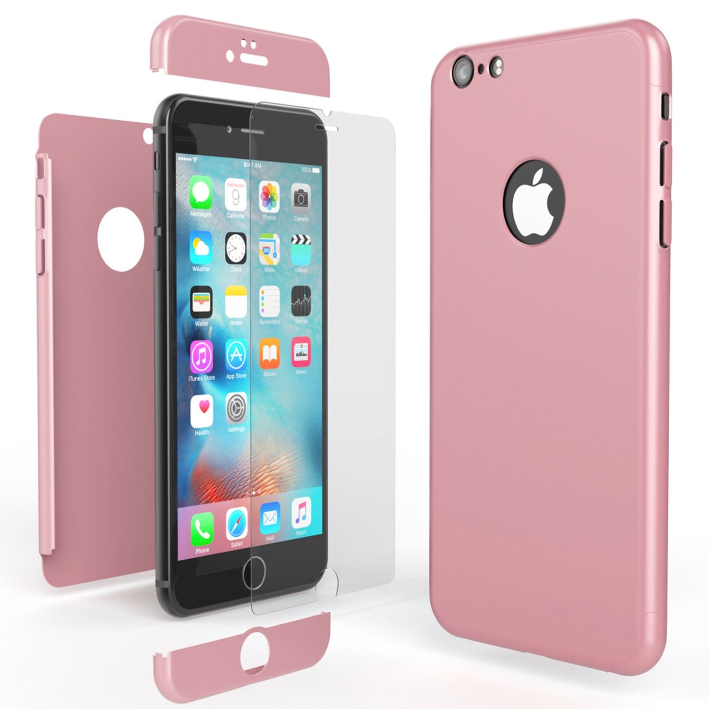 iPhone 6/6S Hülle Rundum Handyhülle mit Displayschutz von NALIA, 360° Cover Case