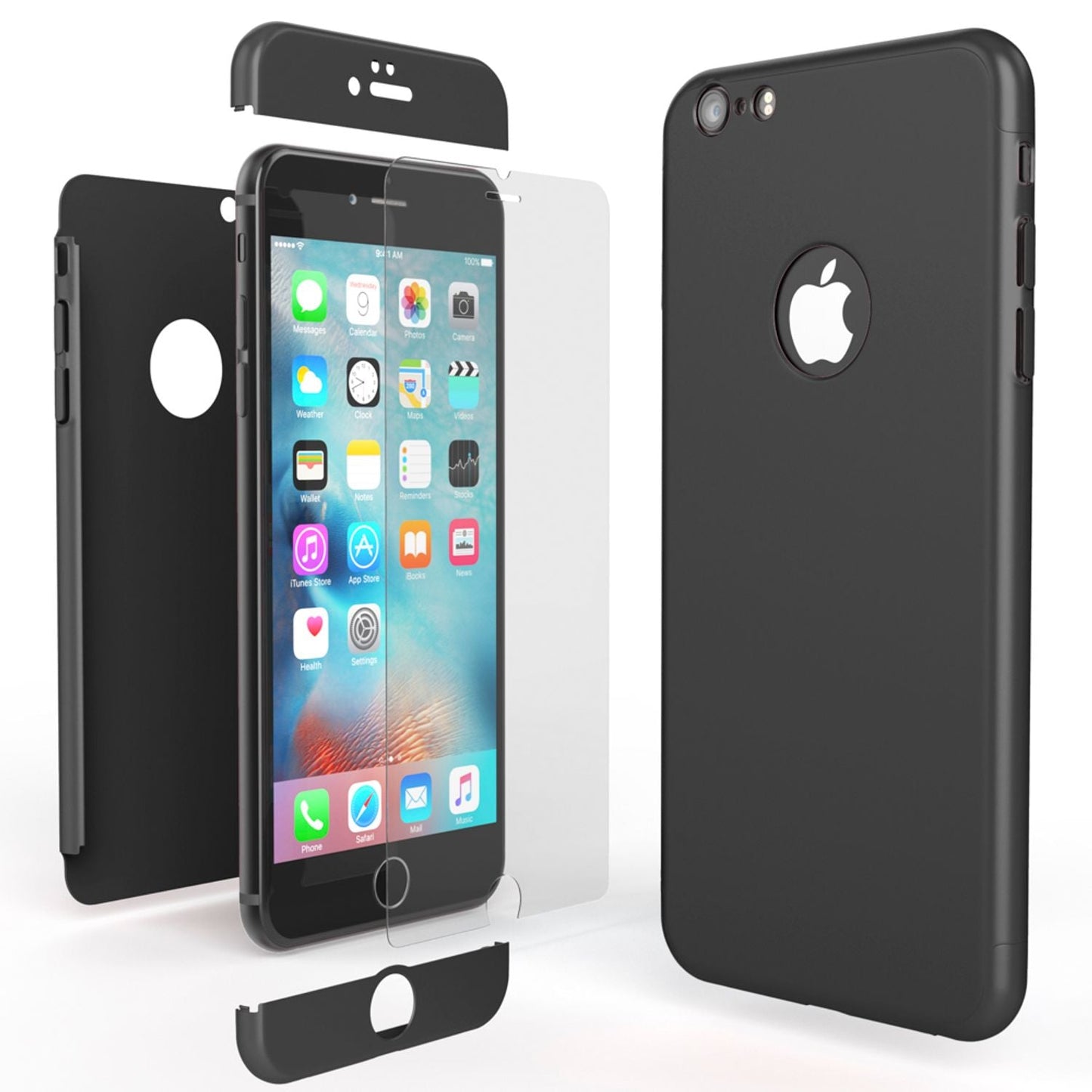 iPhone 6/6S Hülle Rundum Handyhülle mit Displayschutz von NALIA, 360° Cover Case