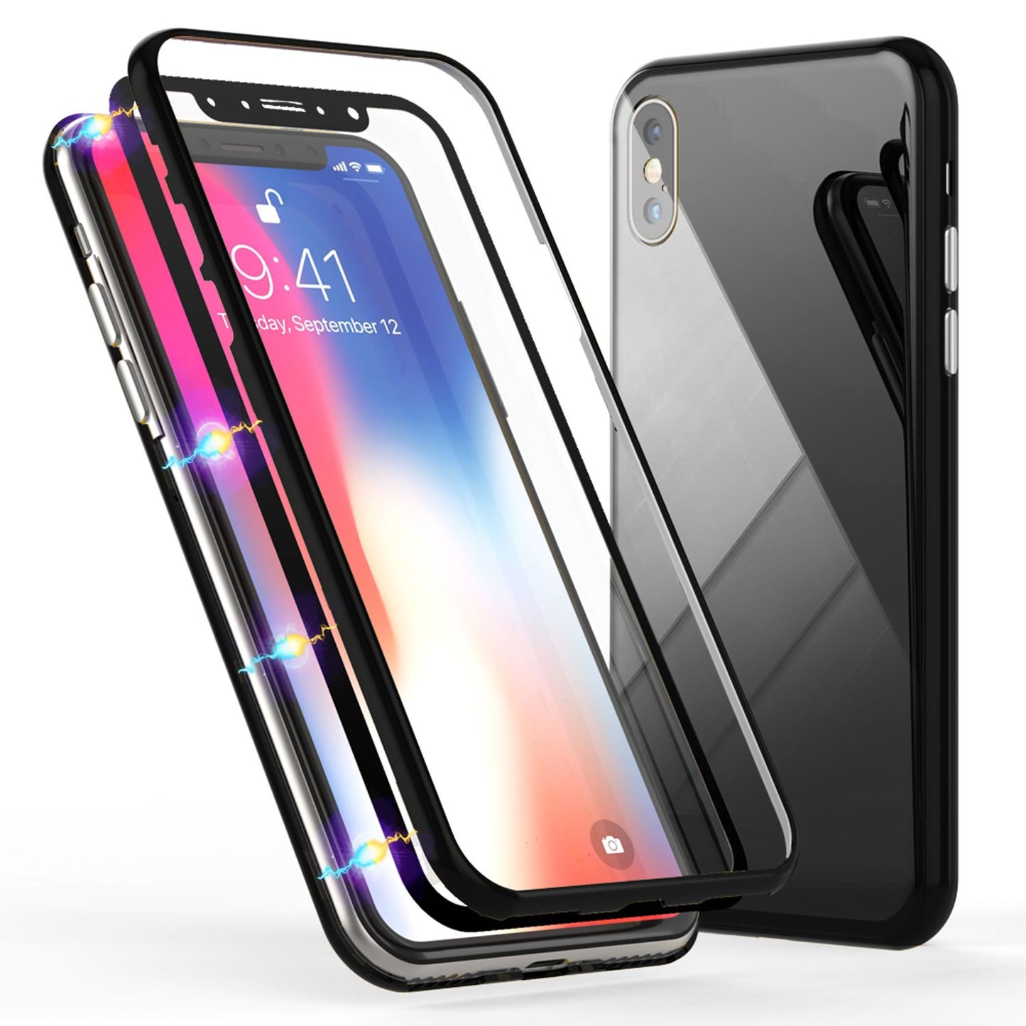 NALIA 360° Magnetic Case for iPhone XS Max, Slim Hard Case with Screen Protection