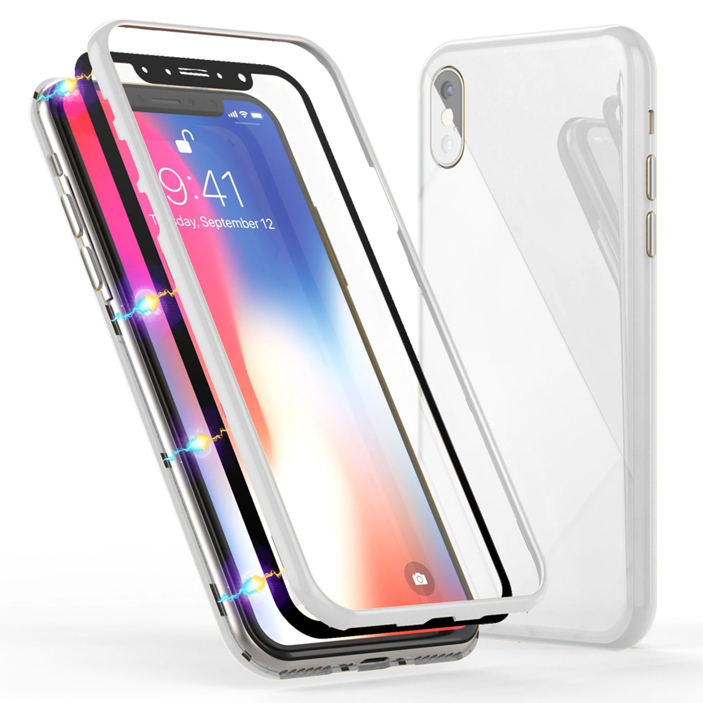NALIA 360° Magnetic Case for iPhone XS Max, Slim Hard Case with Screen Protection