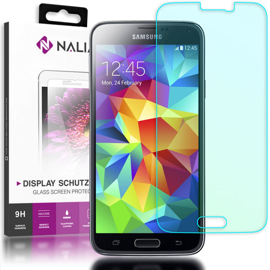 NALIA tempered glass screen protector for Samsung Galaxy S5 / S5 Neo, 9H full cover LCD screen protector