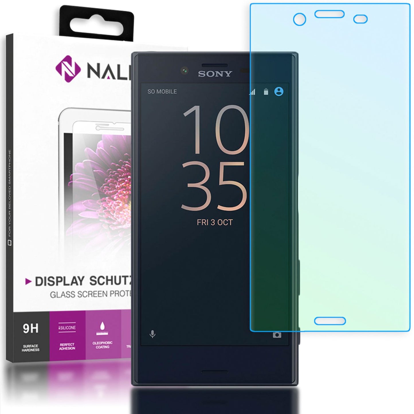 NALIA Schutzglas für Sony Xperia X Compact, 9H Full Cover Displayschutz Glass