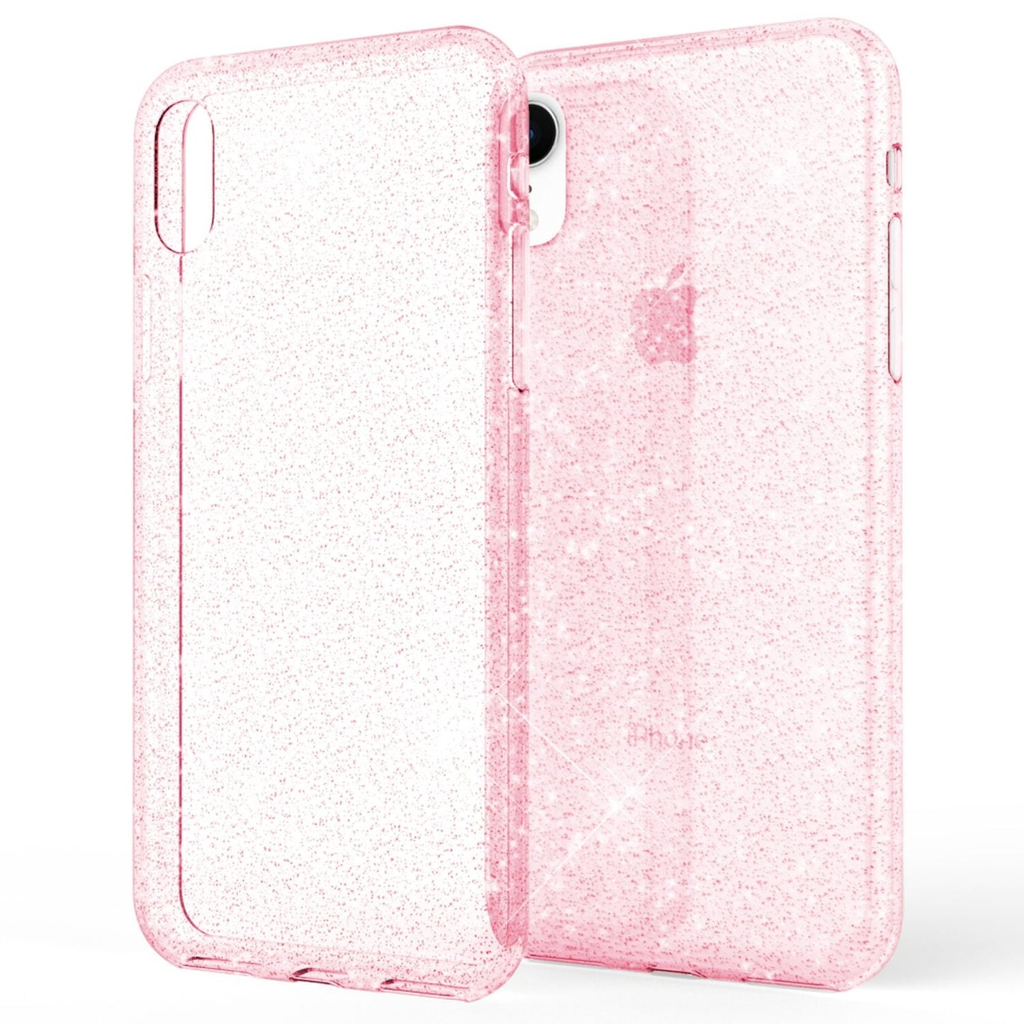 NALIA símahulstur fyrir iPhone XR, glitrandi þunnt sílikonhulstur með verndarhlíf