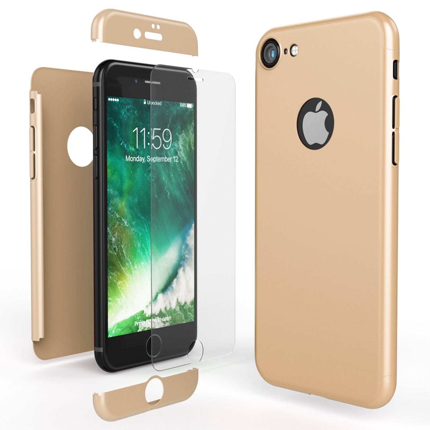 360° símahulstur með skjávörn fyrir iPhone 7 frá NALIA, 360° hulstur