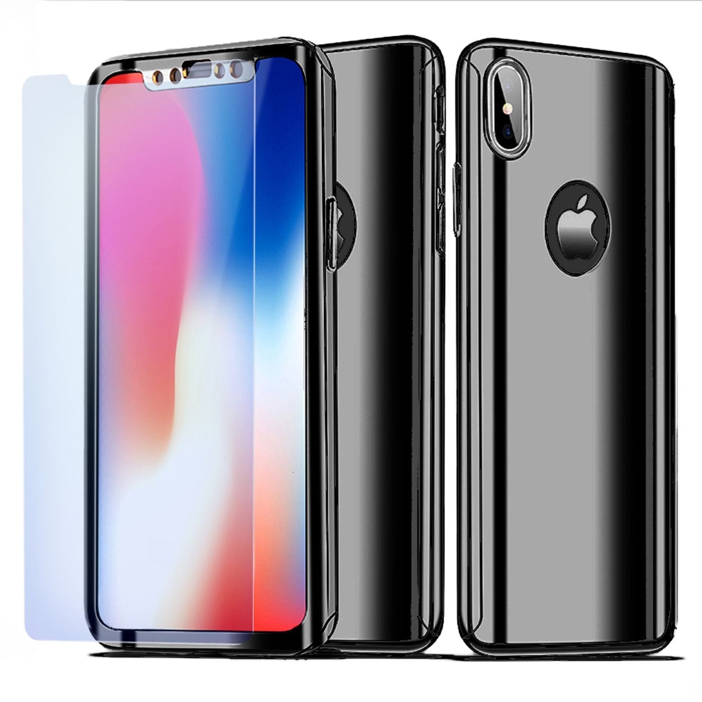 NALIA 360 Grad Handy Hülle für Apple iPhone XS Max, Full Cover & Schutzglas Case