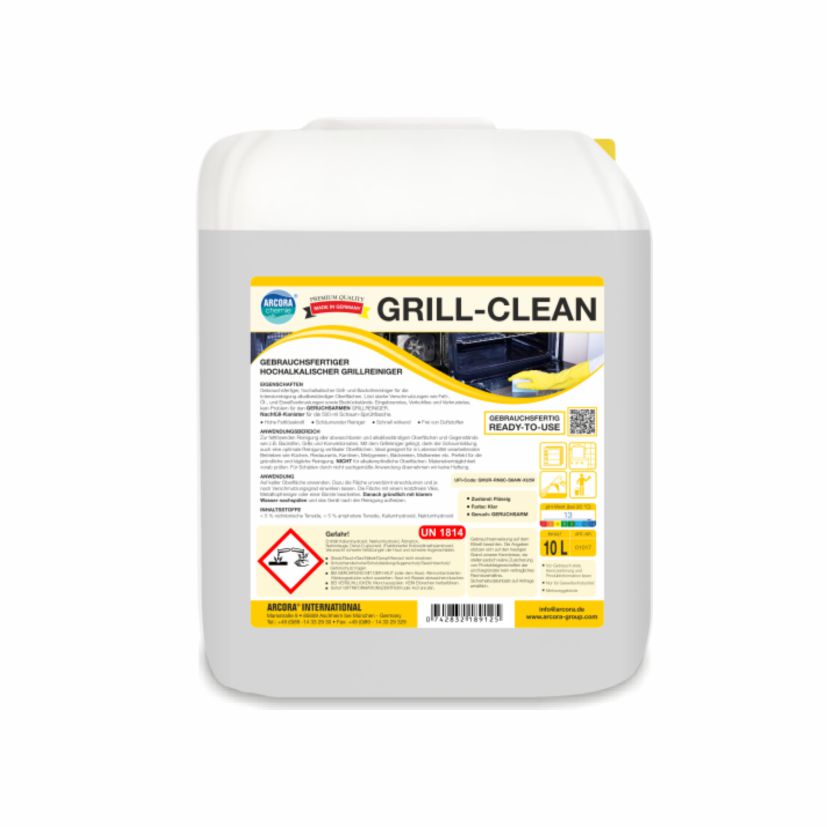 Arcora Grill-Clean Gebrauchsfertiger Hochalkalischer Grillreiniger | Kanister (10 l)
