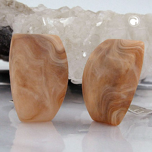 Eyrnalokkar með klemmu 27x17mm trapisulaga hornmarmaralaga plasthnappur