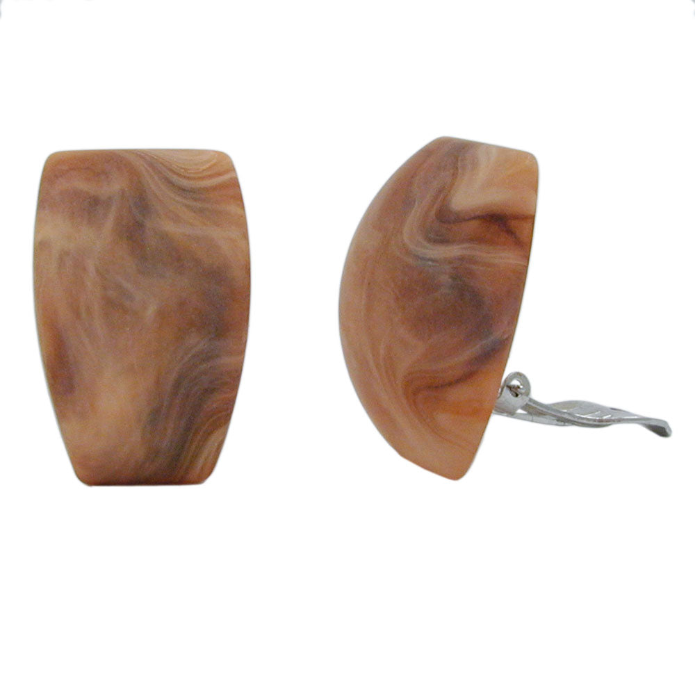 Eyrnalokkar með klemmu 27x17mm trapisulaga hornmarmaralaga plasthnappur