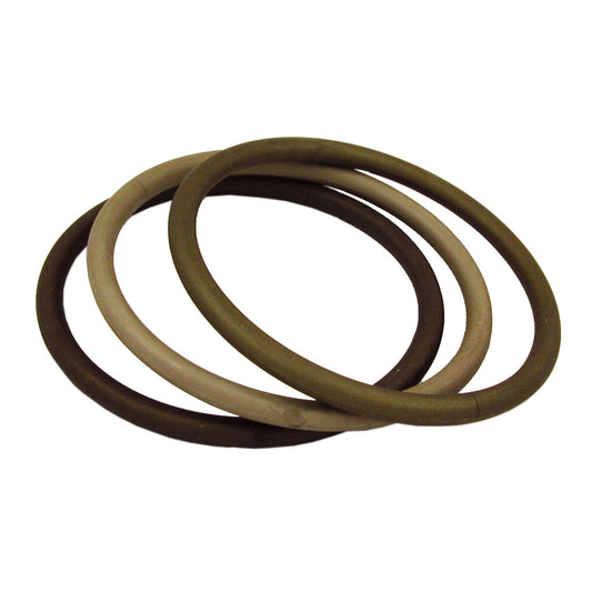 Armbönd 75x15mm hringasett með 3 plasthringjum í mismunandi brún-ólívugu litbrigðum, matt