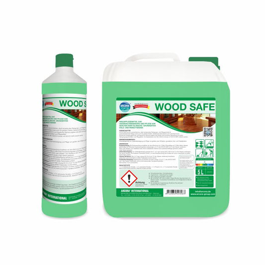 Arcora WOOD SAFE MIXING CARE FOR THE MAINTENANCE CLEANING AND CARE OF OILED OR OIL/WAX-PRIMED WOOD AND PARQUET FLOORS