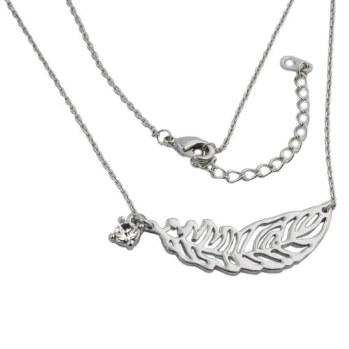 Chain 34x11mm metal pendant feather anchor chain rhodium-colored 42cm