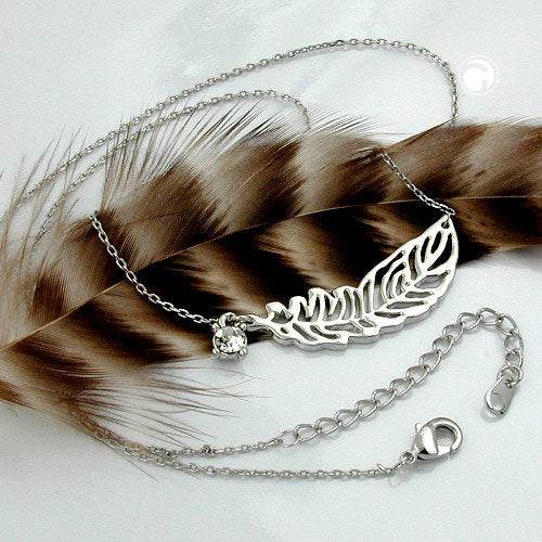 Chain 34x11mm metal pendant feather anchor chain rhodium-colored 42cm