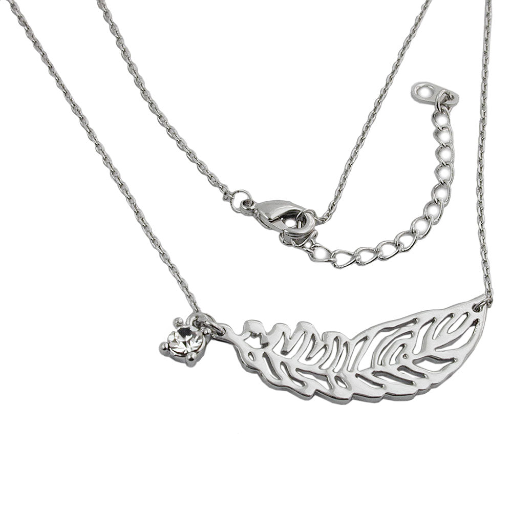 Chain 34x11mm metal pendant feather anchor chain rhodium-colored 42cm