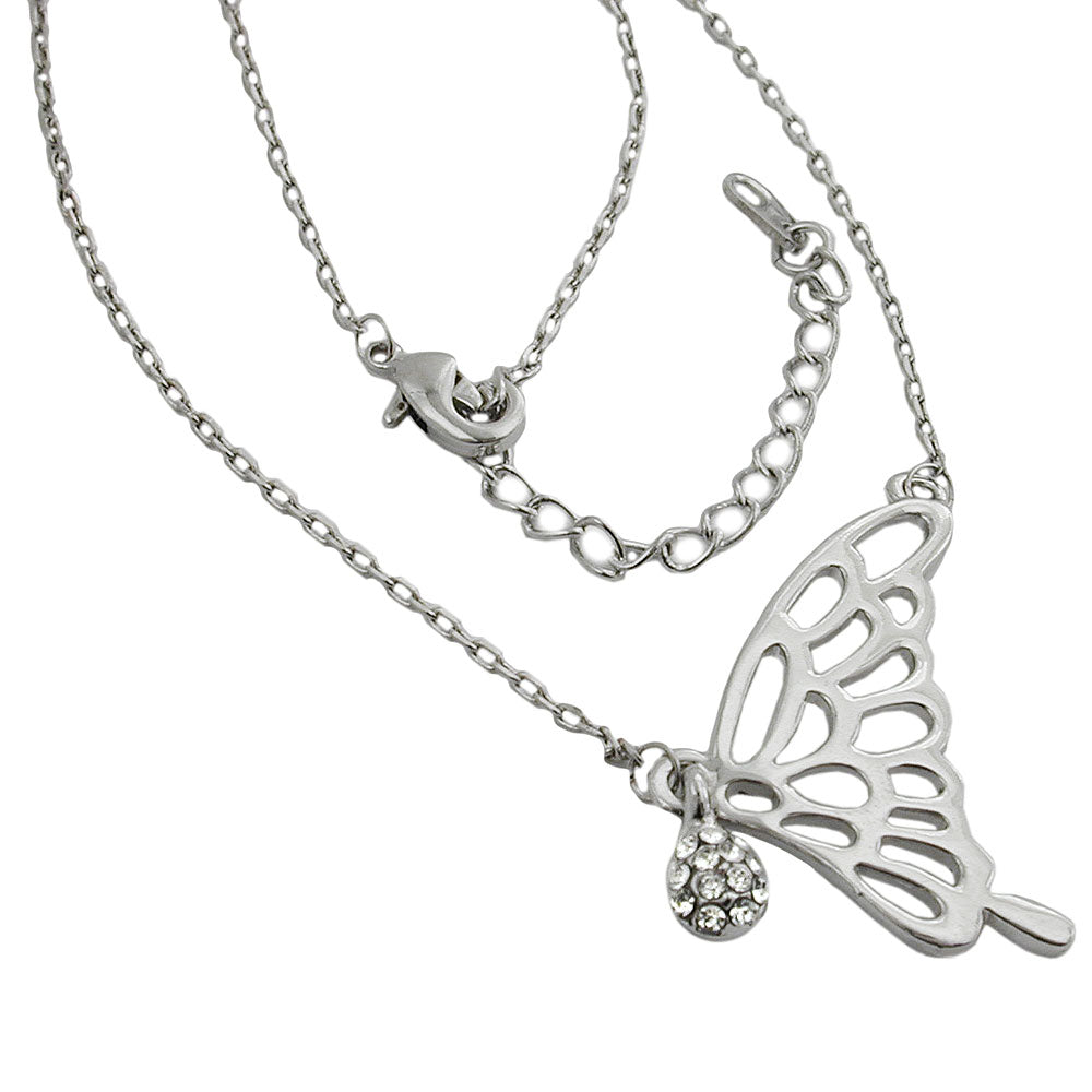Chain 30x20mm metal pendant wing anchor chain rhodium-colored 42cm