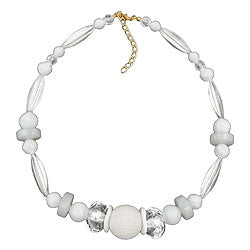 Chain 21mm honeycomb pearl plastic beads white and transparent 45cm