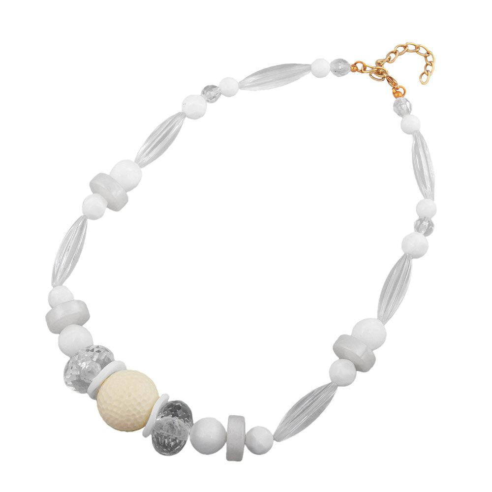 Chain 21mm honeycomb pearl plastic beads white and transparent 45cm