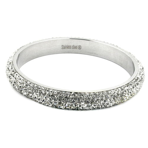 Bangle 77x10mm metal with 6 rows of white glass stones