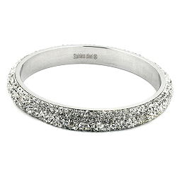 Bangle 77x10mm metal with 6 rows of white glass stones