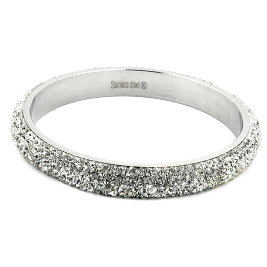 Armband 77x10mm úr málmi með 6 röðum af hvítum glersteinum