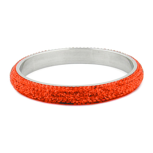 Armband 77x10mm málmur með 6 röðum af glersteinum rauð-appelsínugulum