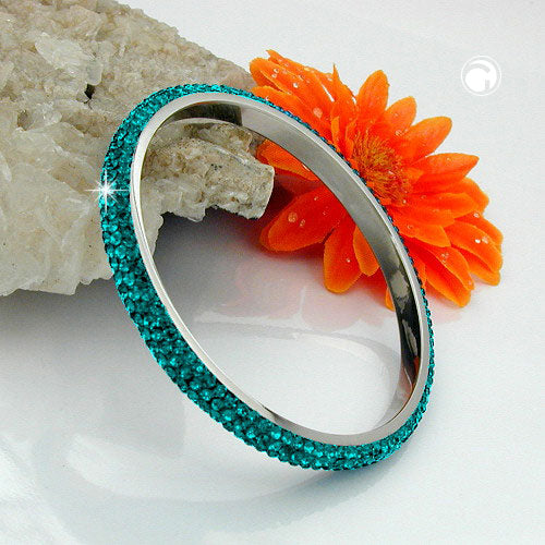Armband 75x6,5 mm málmur með 4 röðum af tyrkisbláum glersteinum