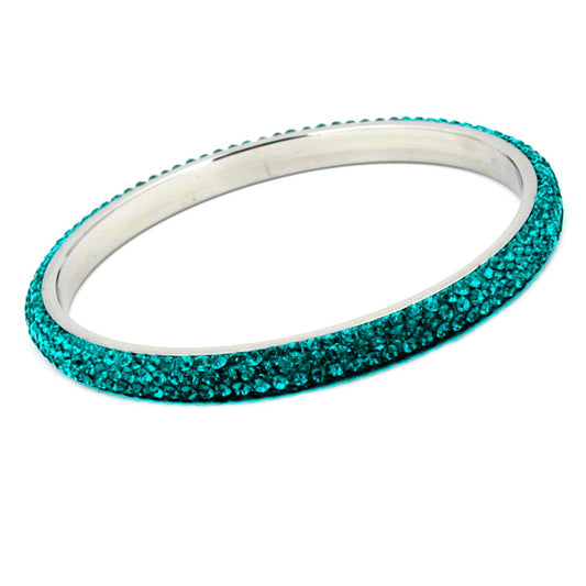 Armband 75x6,5 mm málmur með 4 röðum af tyrkisbláum glersteinum
