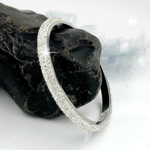 Armband 75x6,5 mm úr málmi með 4 röðum af hvítum glersteinum
