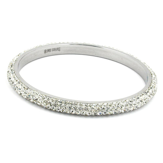 Armband 75x6,5 mm úr málmi með 4 röðum af hvítum glersteinum
