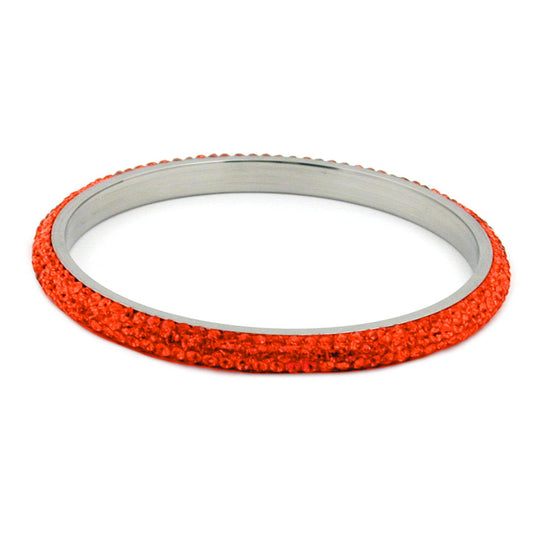 Armband 75x6,5 mm úr málmi með 4 röðum af glersteinum rauð-appelsínugulum