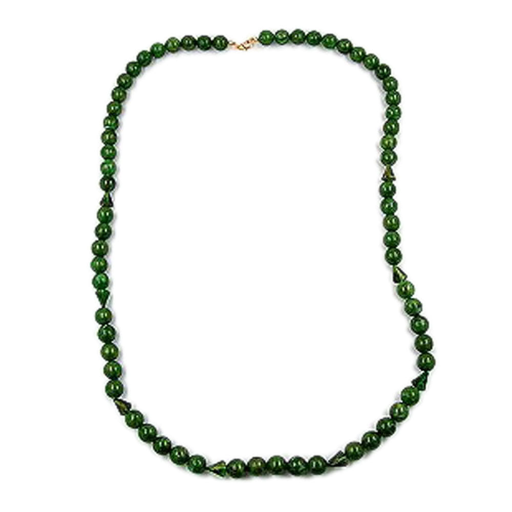 Chain 12mm beads plastic green-gold-marbled 90cm