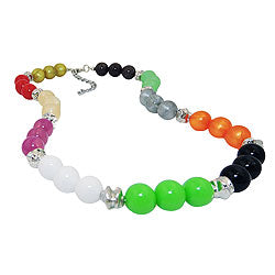 Chain 10mm beads plastic multicolor with chrome color 42cm