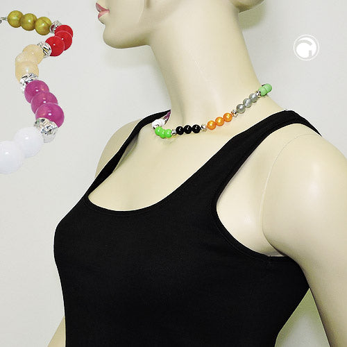 Chain 10mm beads plastic multicolor with chrome color 42cm