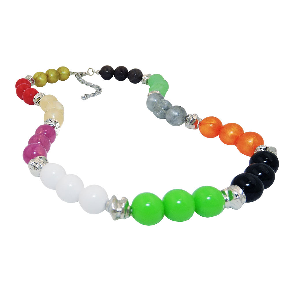 Chain 10mm beads plastic multicolor with chrome color 42cm