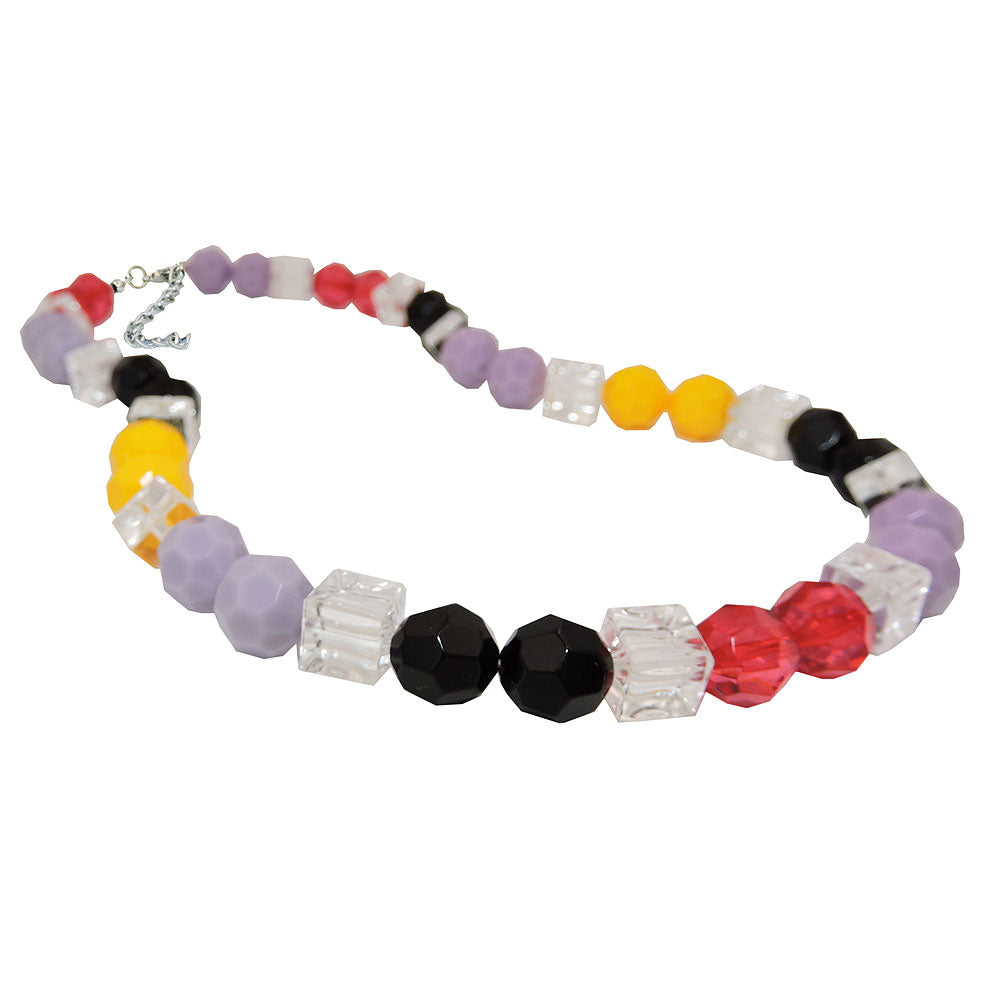 Chain 10mm honeycomb bead plastic multicolor and white-transparent 42cm