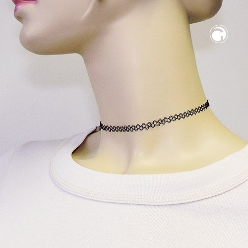 Keðja 4 stykki sveigjanleg húðflúrskeðja svört 36cm
