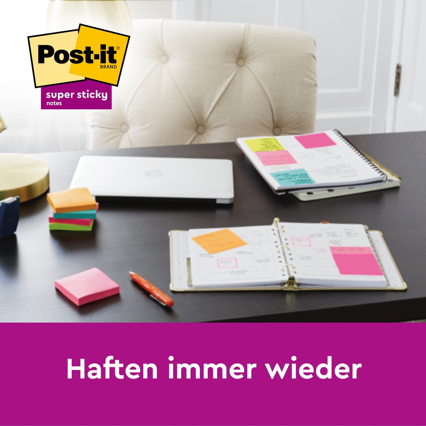 Post-it® Super Sticky Z-Notes, Verschiedene Farben, 76 mm x 76 mm, Promotion, 90 Blatt/Block, 20 Blöcke + 4 Gratis/Packung, Kartonverpackung, 100% PEFC, SGSCH-PEFC-COC-110078  | Packung (1 Stück)