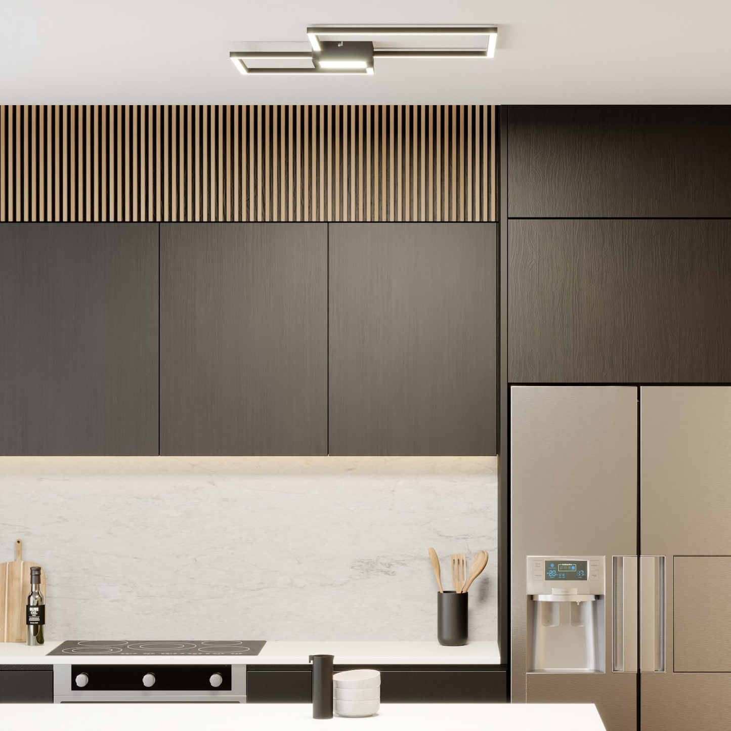 B-grade Lindby Duetto LED ceiling lamp, decorative ceiling light, LED anthracite, 28 W