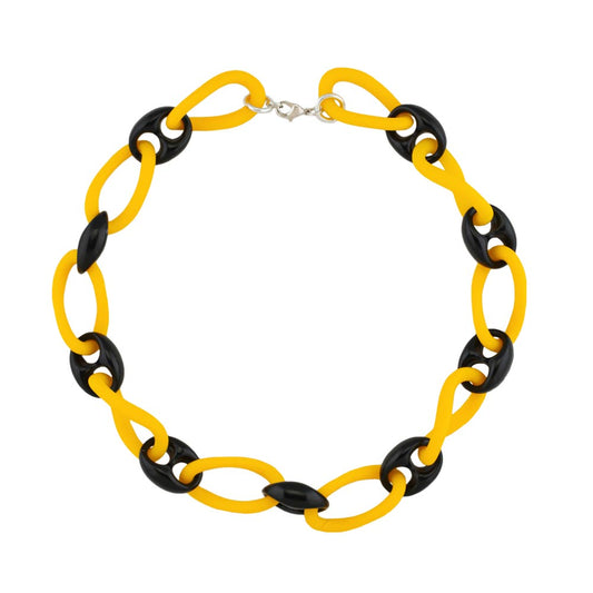 Keðja 35x18mm stórir keðjuhlekkirnir gul-svört plast 45cm