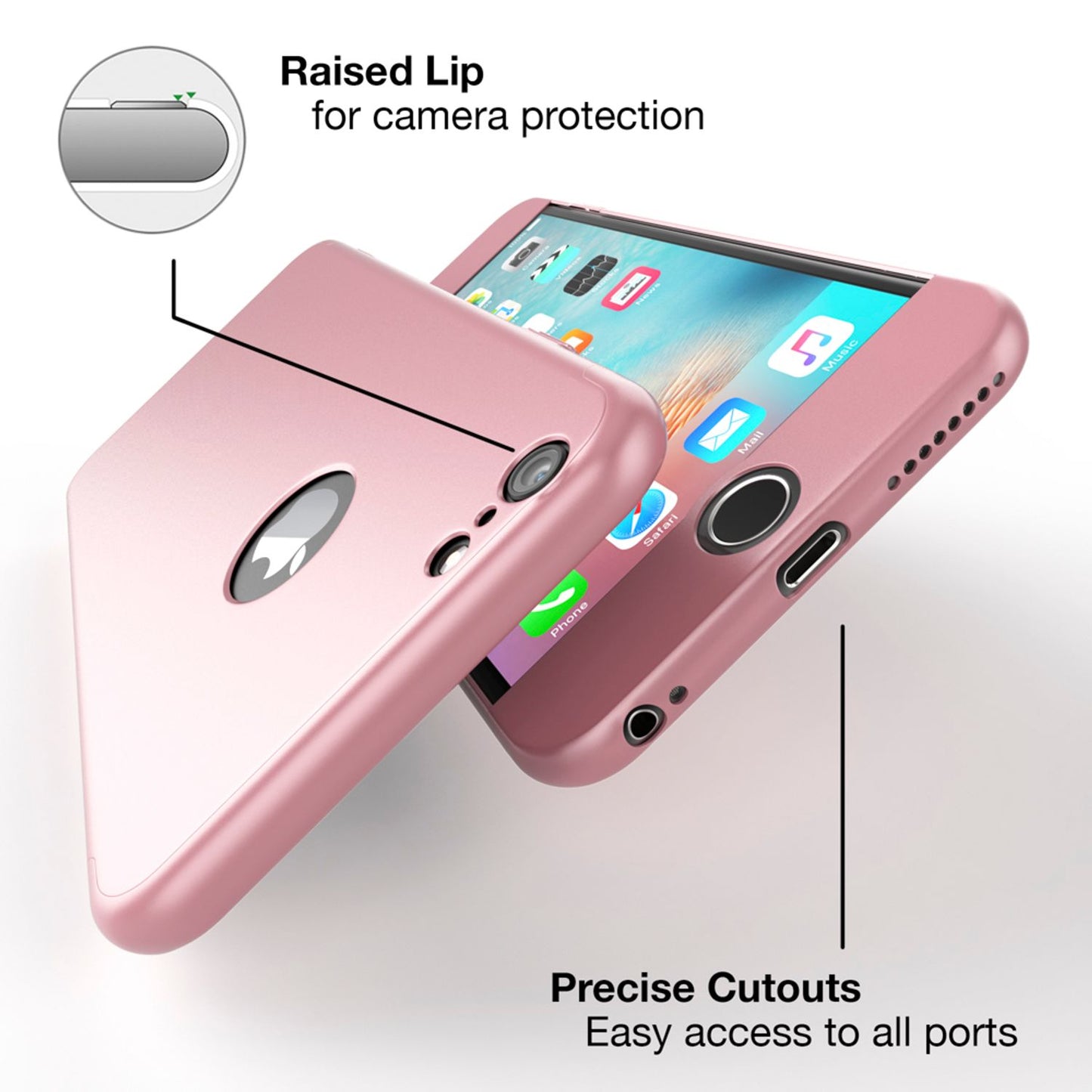 iPhone 6/6S Hülle Rundum Handyhülle mit Displayschutz von NALIA, 360° Cover Case
