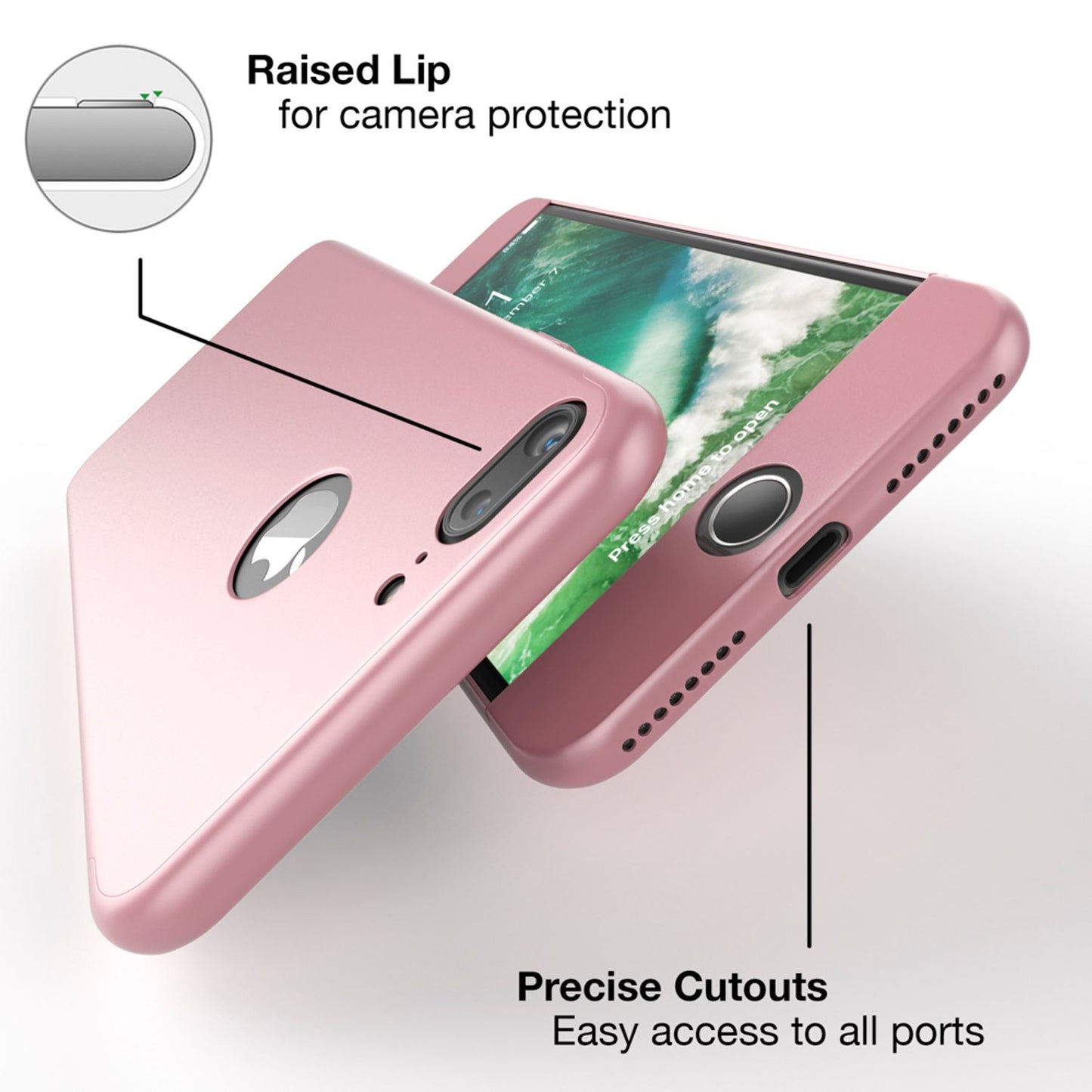 Apple iPhone 7 Plus Rundum Handy Hülle mit Displayschutz von NALIA, 360° Case