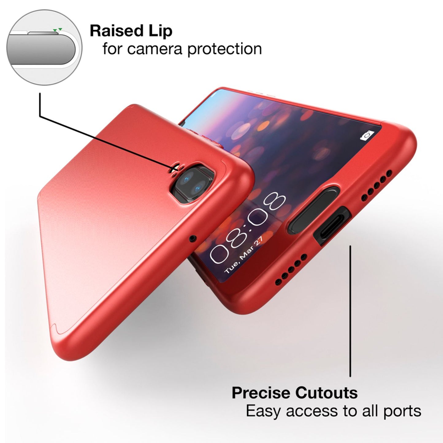 Huawei P20 360 gráðu símahulstur með skjávörn frá NALIA, 360° hulstur