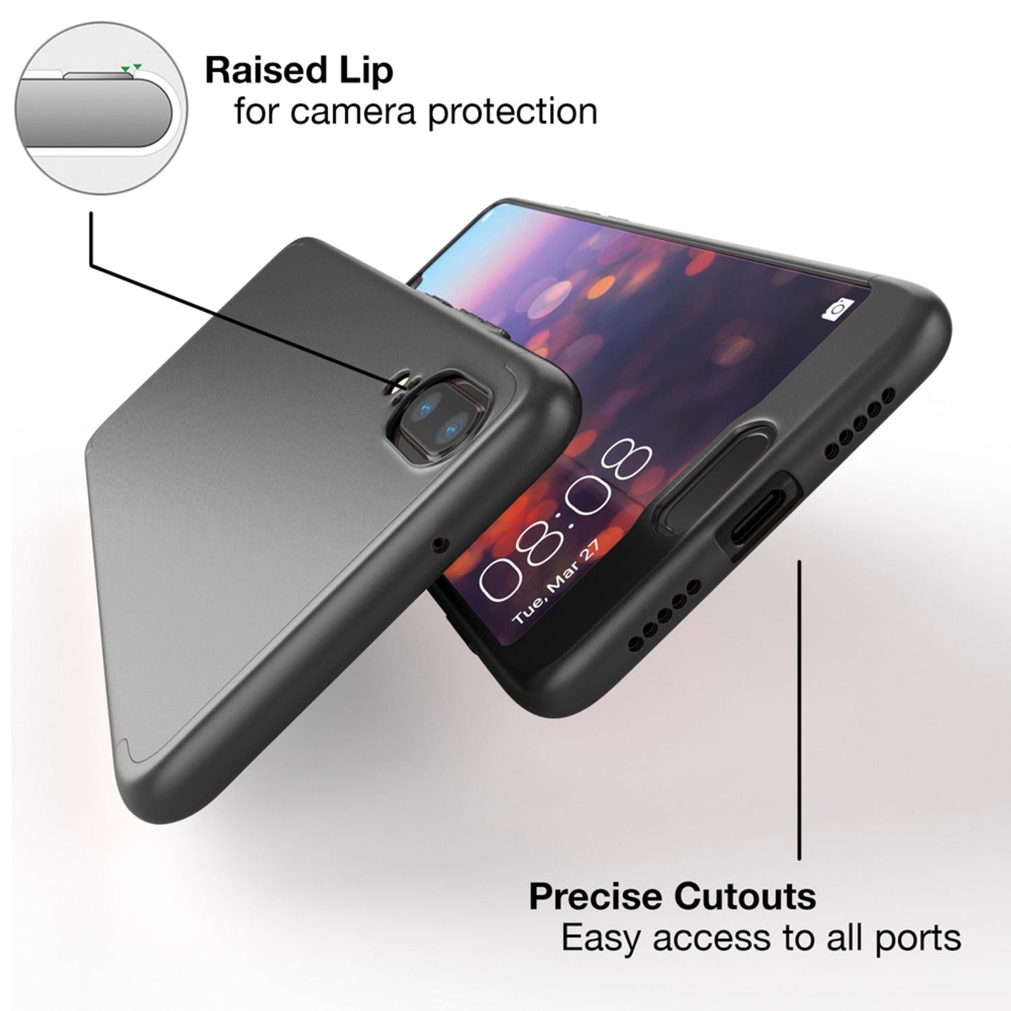 Huawei P20 360 gráðu símahulstur með skjávörn frá NALIA, 360° hulstur