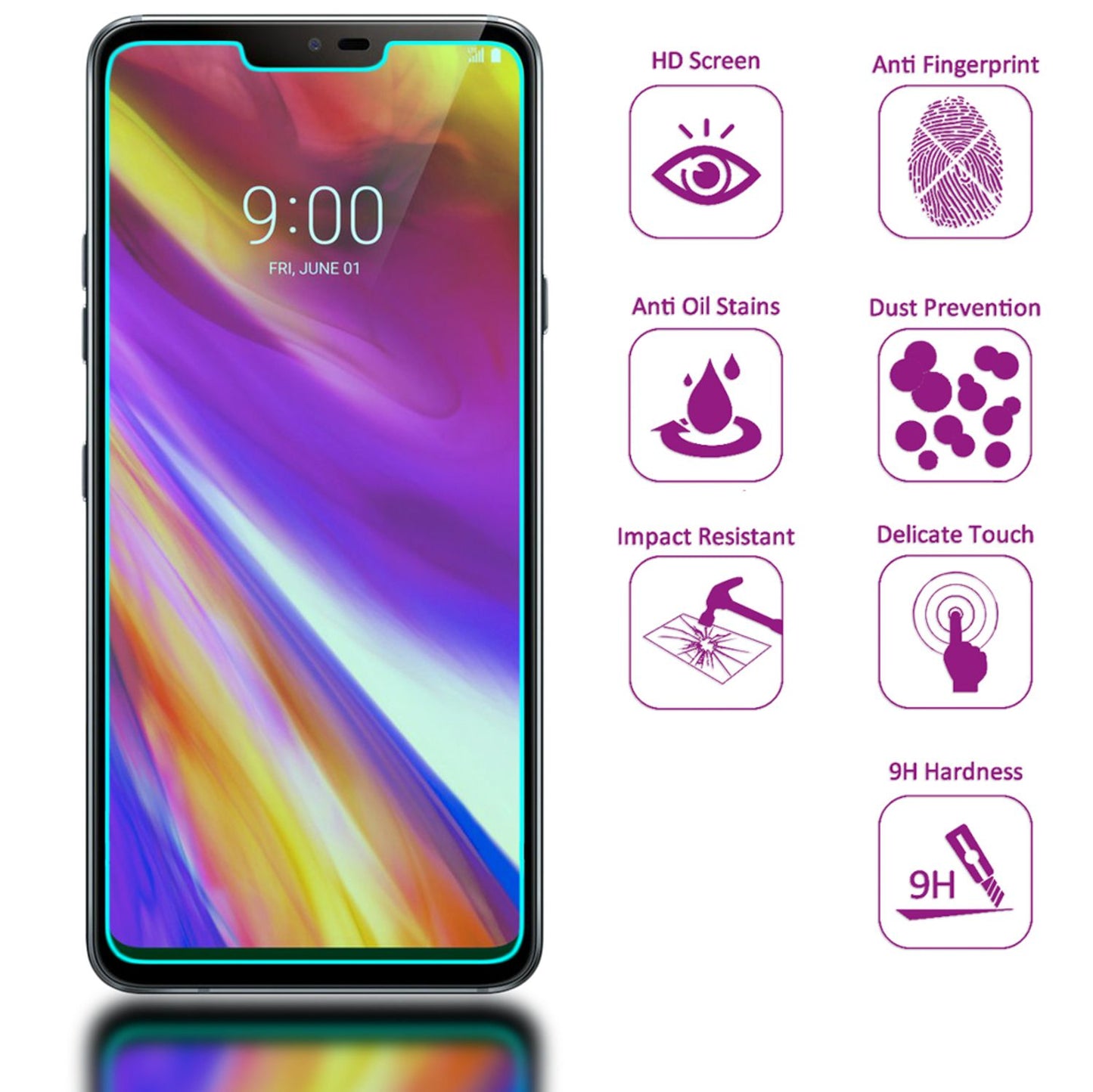 NALIA (2-Pack) Schutzglas kompatibel mit LG G7 ThinQ, 9H Screen Protector Glass
