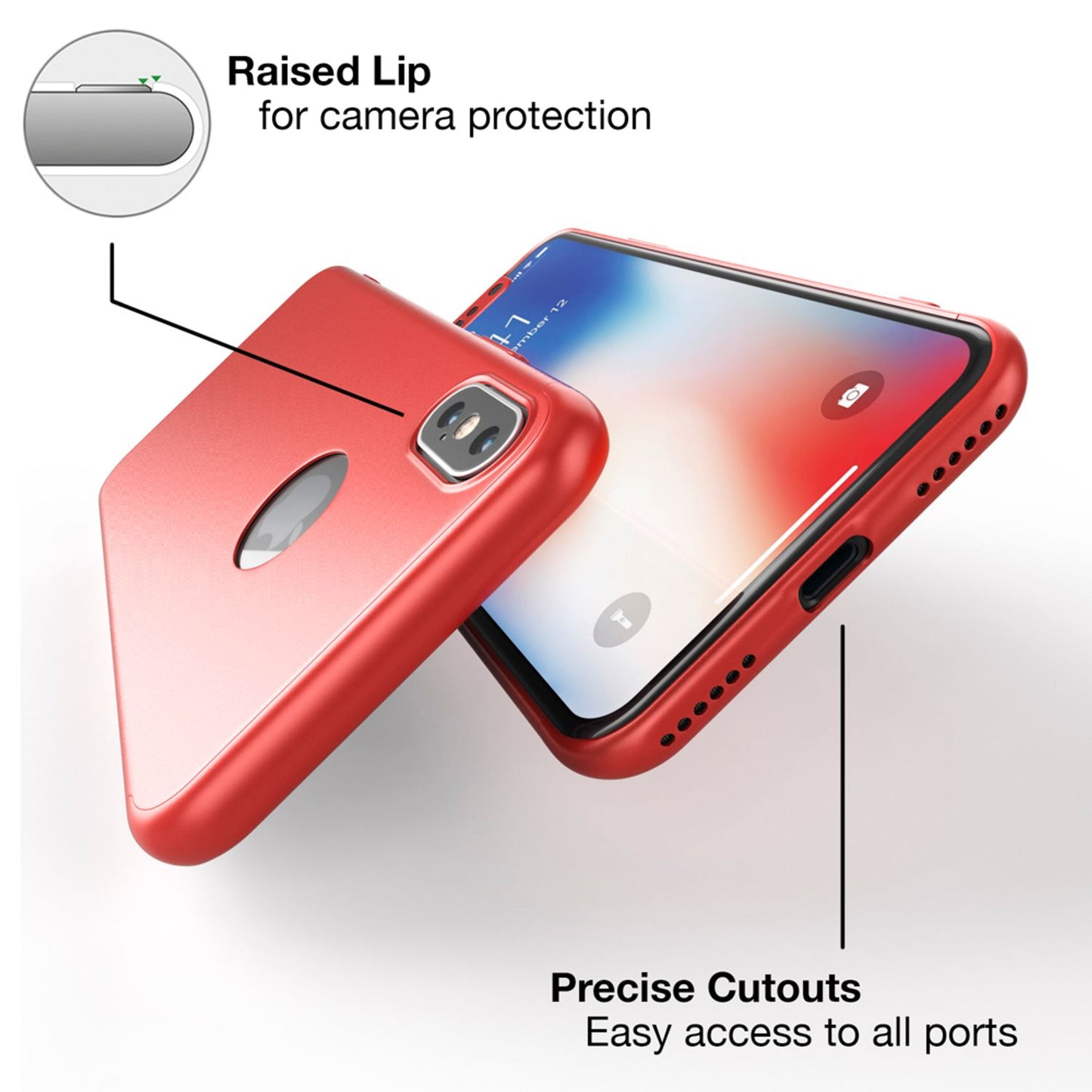 NALIA 360 gráðu hulstur fyrir iPhone X XS, alhliða símahulstur með skjávörn